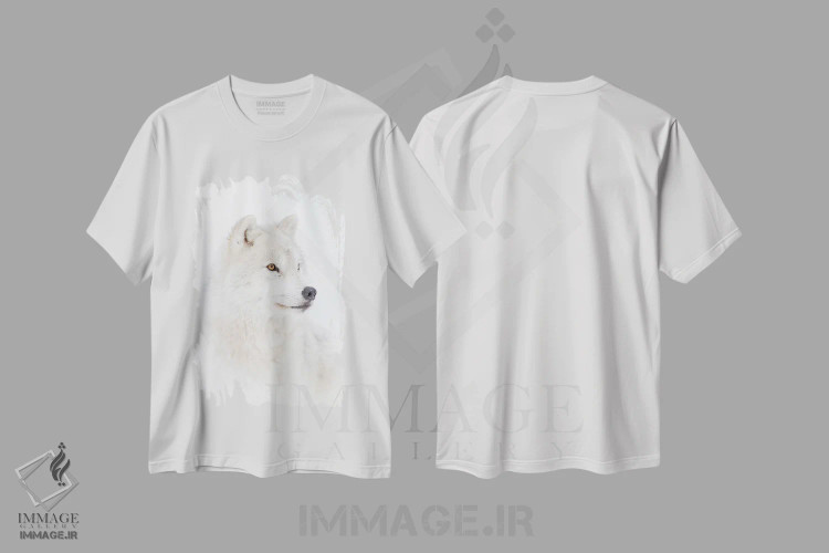 تیشرت سفید طرح دار پرتره گرگ قطبی، مدیوم اثر جیم کامینگ | فروشگاه ایماژ