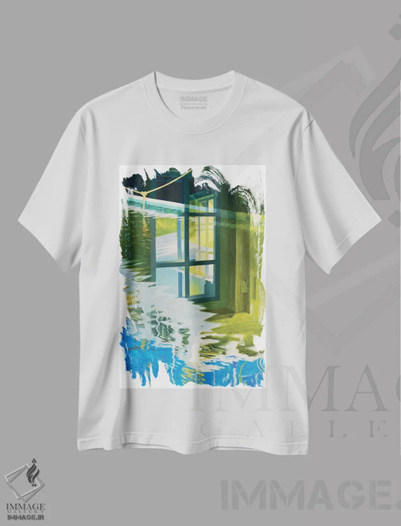 تیشرت سفید طرح دار اسب در فضای نوآر، مدیوم اثر جکسون کاروالیو | فروشگاه ایماژ