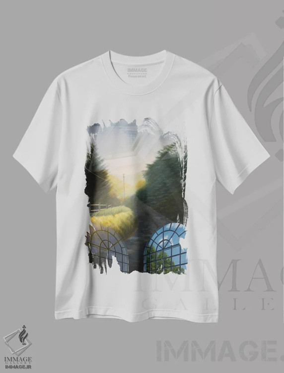 تیشرت سفید طرح دار نورهای تابستانی پرشور، هنر فاخر معاصر اثر جف کارپنتر | فروشگاه ایماژ