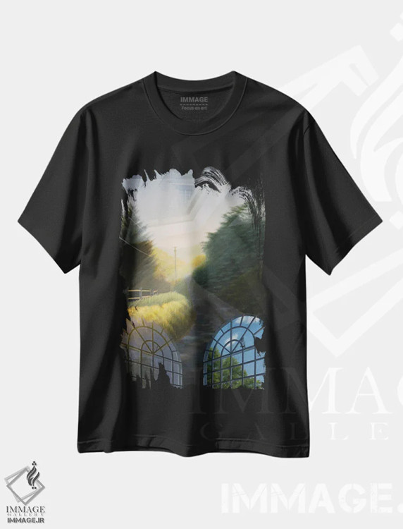 تیشرت مشکی طرح دار نورهای تابستانی پرشور، هنر فاخر معاصر اثر جف کارپنتر | immage.ir