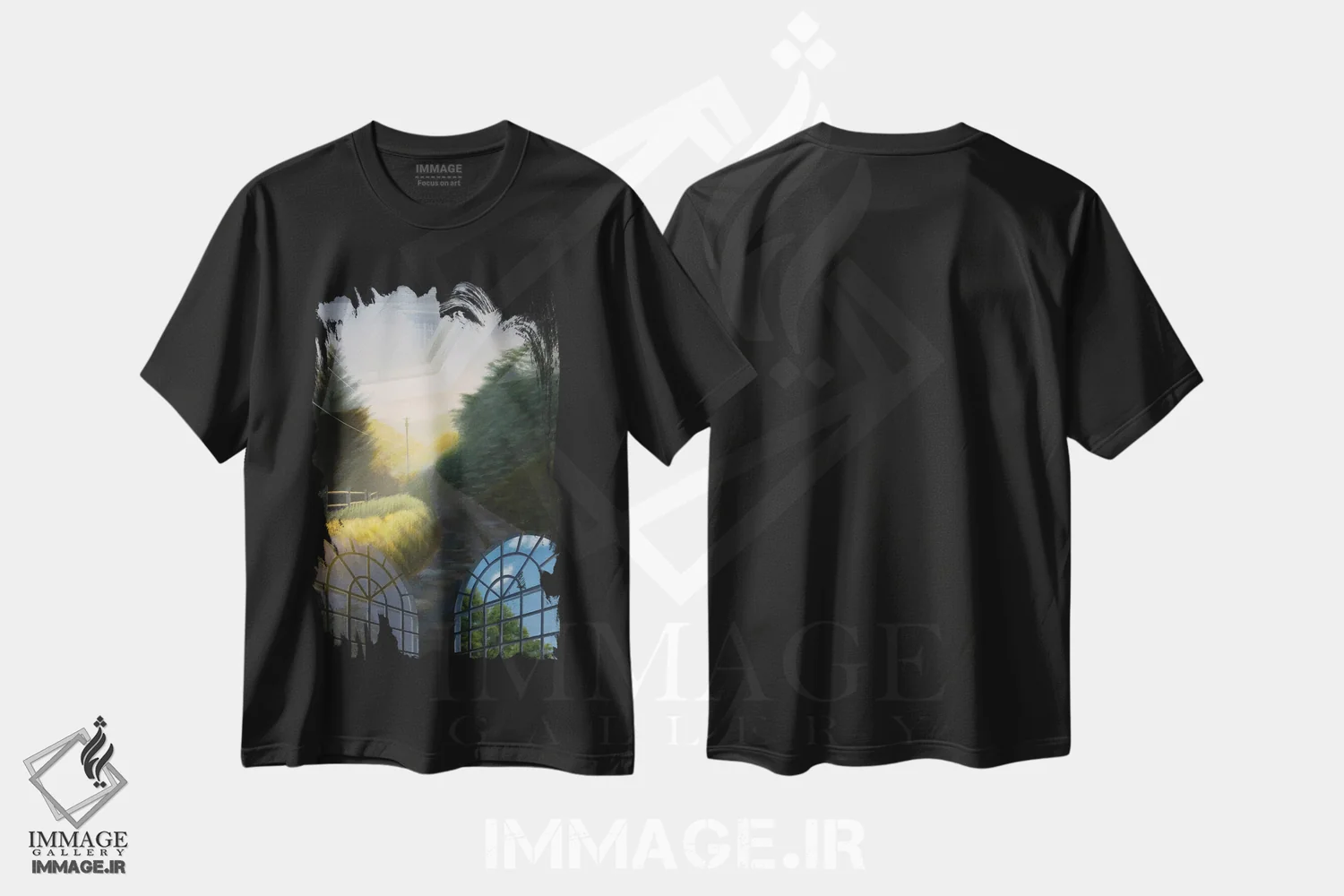 تیشرت مشکی طرح دار نورهای تابستانی پرشور، هنر فاخر معاصر اثر جف کارپنتر | immage.ir