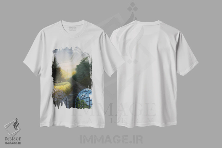 تیشرت سفید طرح دار نورهای تابستانی پرشور، هنر فاخر معاصر اثر جف کارپنتر | فروشگاه ایماژ