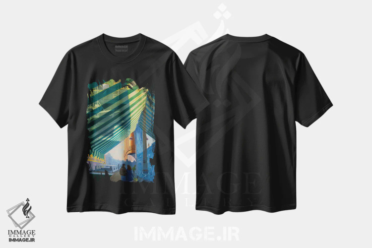 تیشرت مشکی طرح دار آلیس در ناتینگ هاربر، هنر فاخر معاصر اثر جف کارپنتر | فروشگاه ایماژ