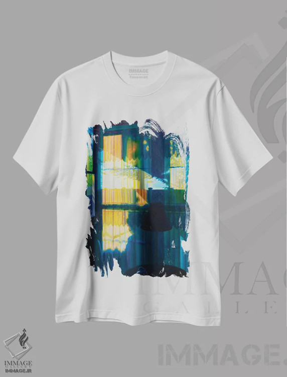 تیشرت سفید طرح دار طبیعت بی جان در پنجره روسپی خانه، هنر فاخر معاصر اثر جف کارپنتر | immage.ir