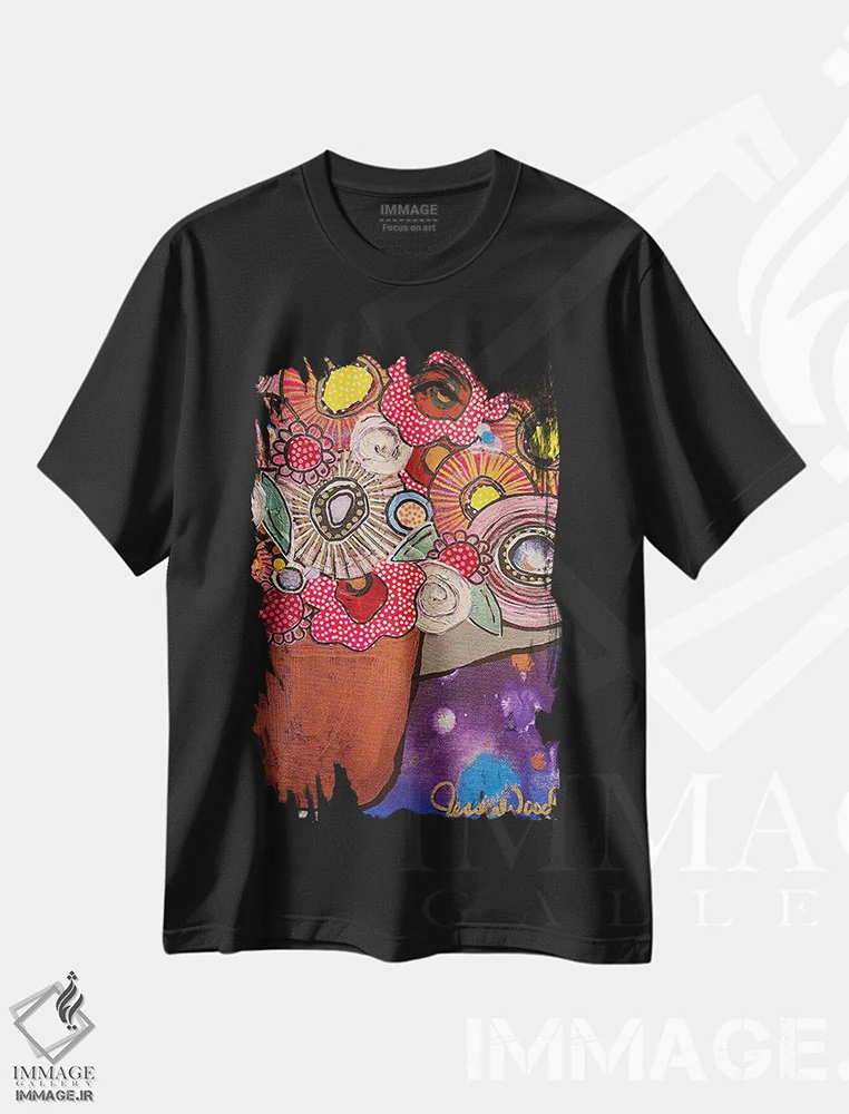 تیشرت مشکی طرح دار بازی کردن، تزئینی اثر جسیکا وود | فروشگاه ایماژ