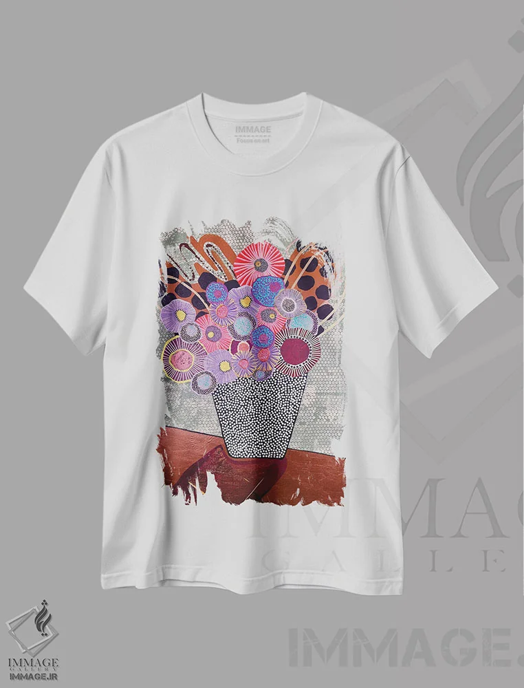 تیشرت سفید طرح دار رجینا، تزئینی اثر جسیکا وود | فروشگاه ایماژ