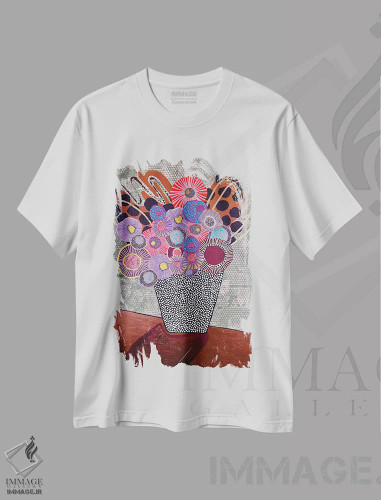 تیشرت سفید طرح دار رجینا، تزئینی اثر جسیکا وود | فروشگاه ایماژ