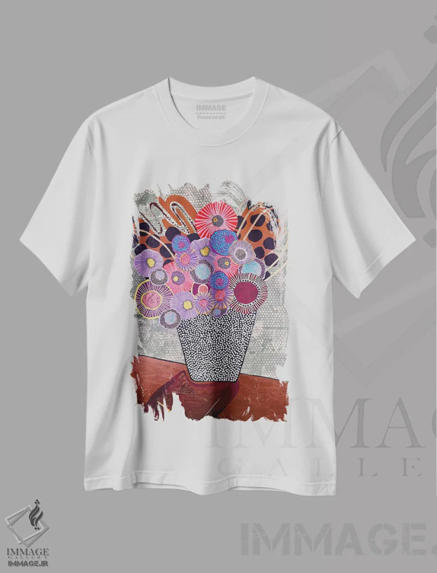 تیشرت سفید طرح دار رجینا، تزئینی اثر جسیکا وود | فروشگاه ایماژ