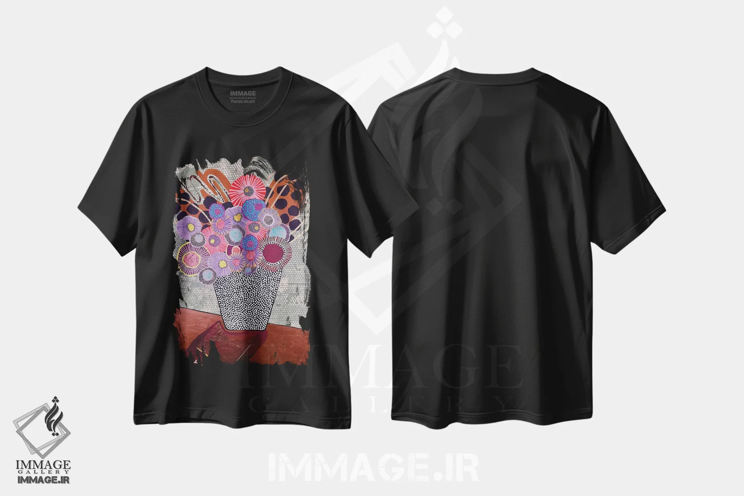 تیشرت مشکی طرح دار رجینا، تزئینی اثر جسیکا وود | immage.ir