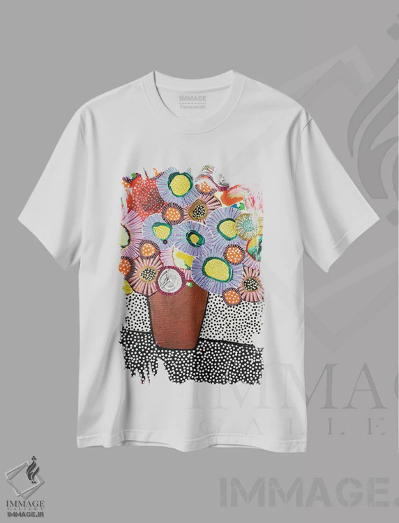تیشرت سفید طرح دار بنویسش، تزئینی اثر جسیکا وود | immage.ir