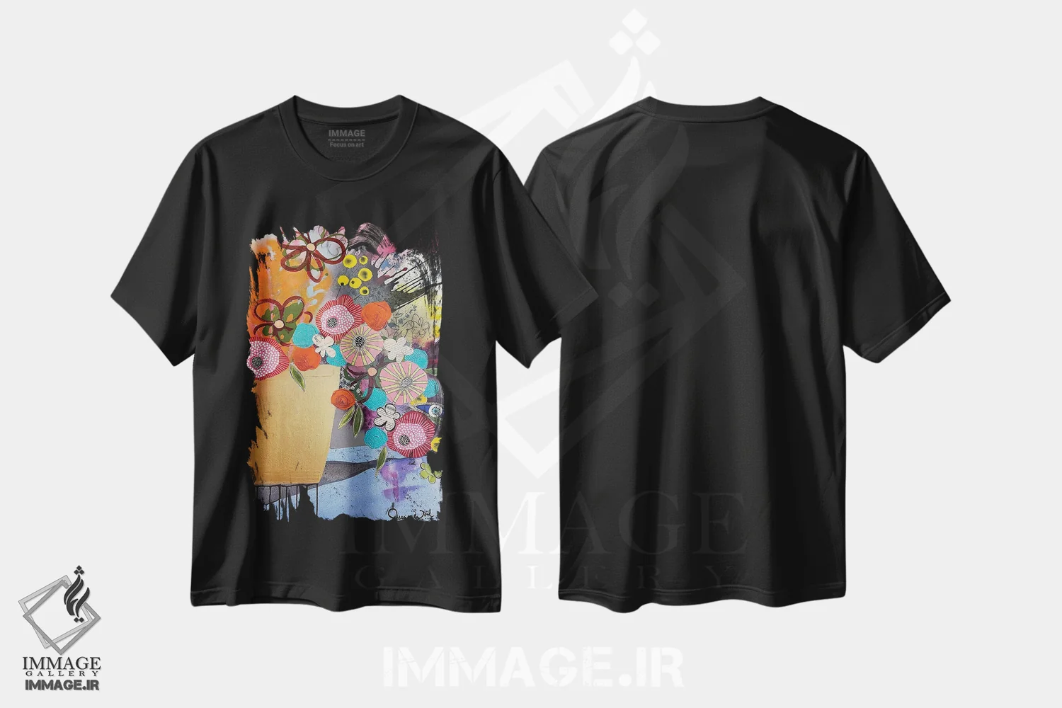 تیشرت مشکی طرح دار مراقب تو بودن، تزئینی اثر جسیکا وود | immage.ir