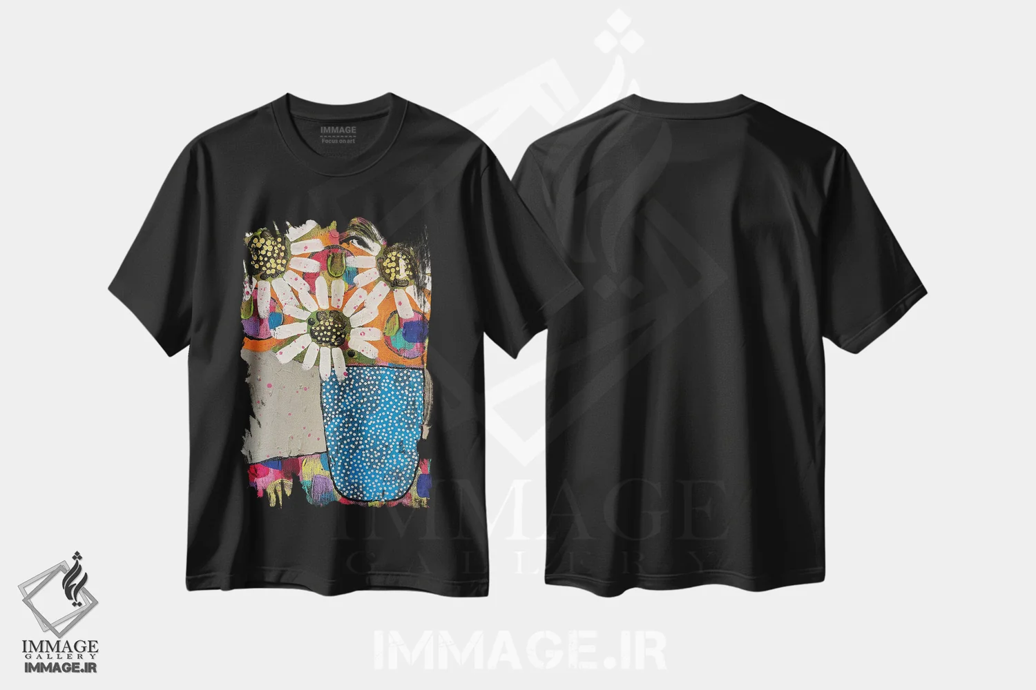 تیشرت مشکی طرح دار تو آفتاب منی، تزئینی اثر جسیکا وود | immage.ir