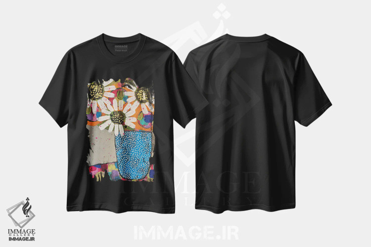 تیشرت مشکی طرح دار تو آفتاب منی، تزئینی اثر جسیکا وود | immage.ir
