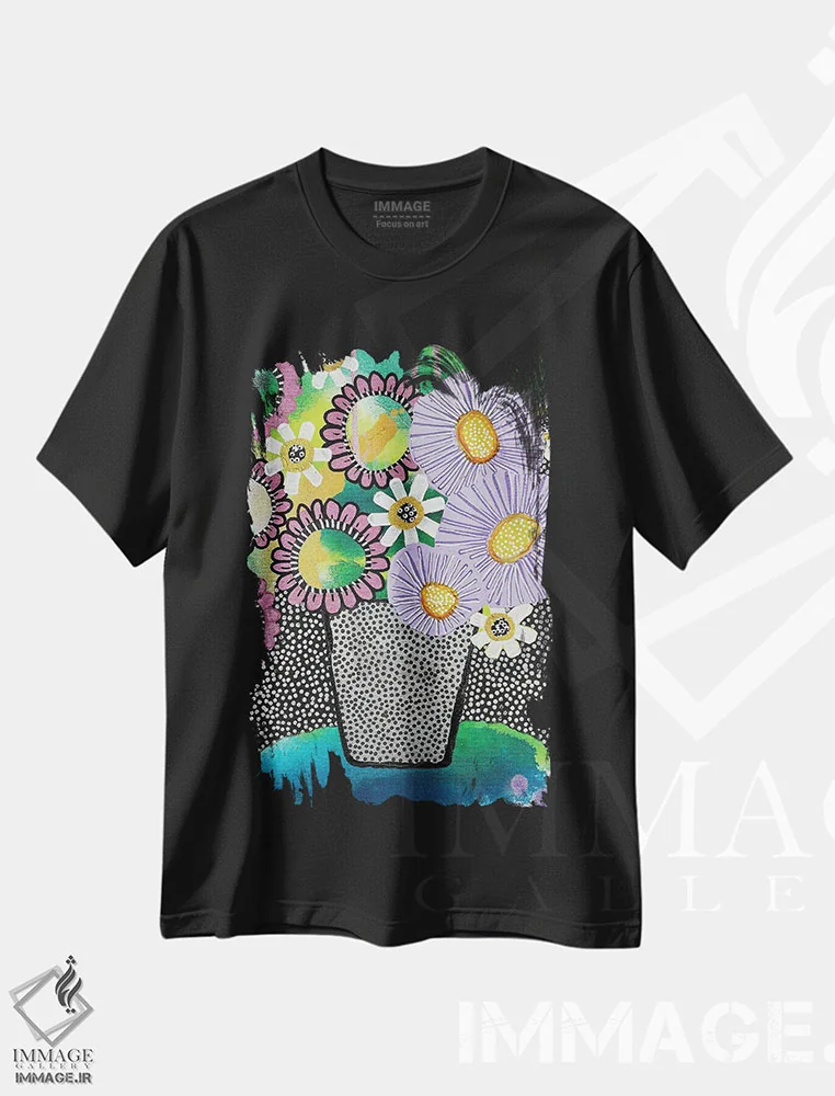 تیشرت مشکی طرح دار روح های همسان، تزئینی اثر جسیکا وود | immage.ir