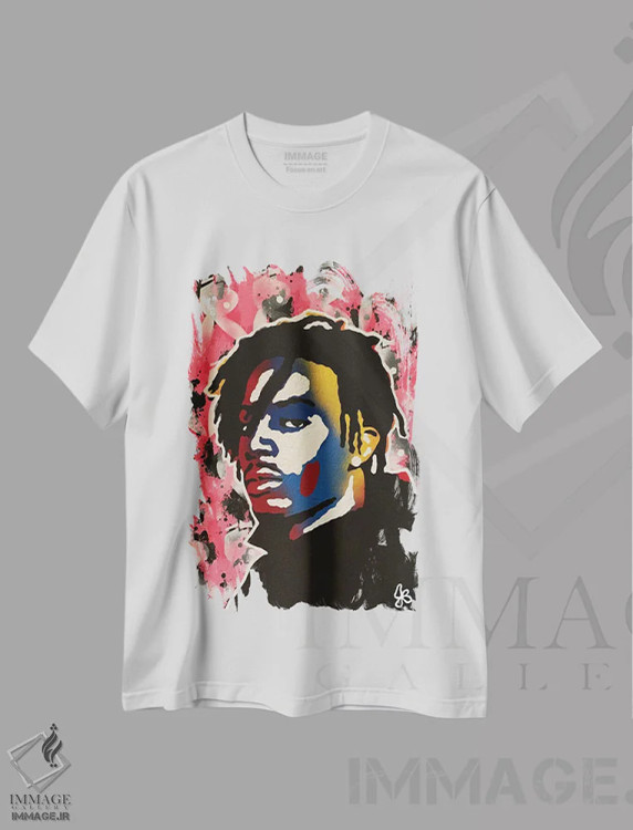 تیشرت سفید طرح دار پلی بوی کارتی، هنر آمریکایی آفریقایی تبار اثر جرد بومن | فروشگاه ایماژ