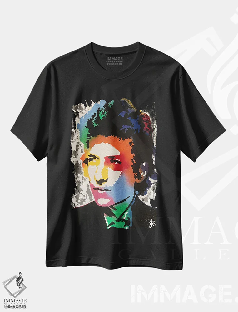 تیشرت مشکی طرح دار باب دیلن، مدیوم اثر جرد بومن | immage.ir