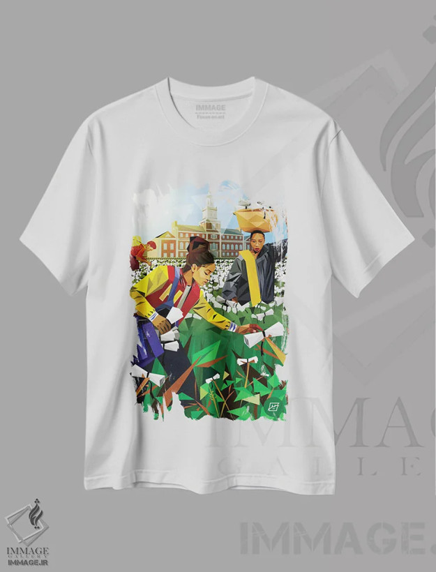 تیشرت سفید طرح دار آثار مایکل جرماین داوتی - immage.ir