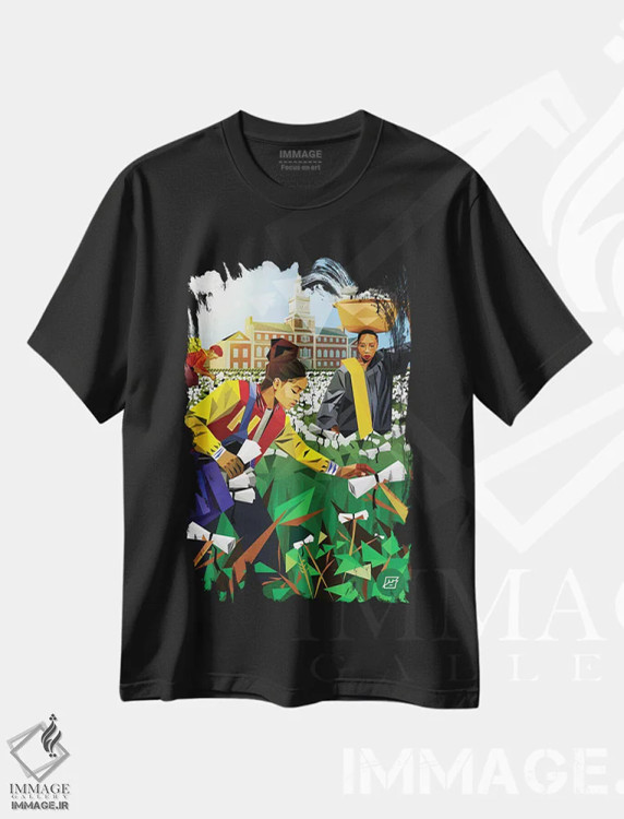 تیشرت مشکی طرح دار آثار مایکل جرماین داوتی - فروشگاه ایماژ