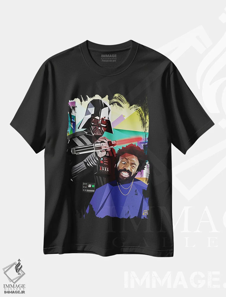 تیشرت مشکی طرح دار دارت فیدر دونالد گلاور، هنر آمریکایی آفریقایی تبار اثر مایکل جرماین داوتی | immage.ir