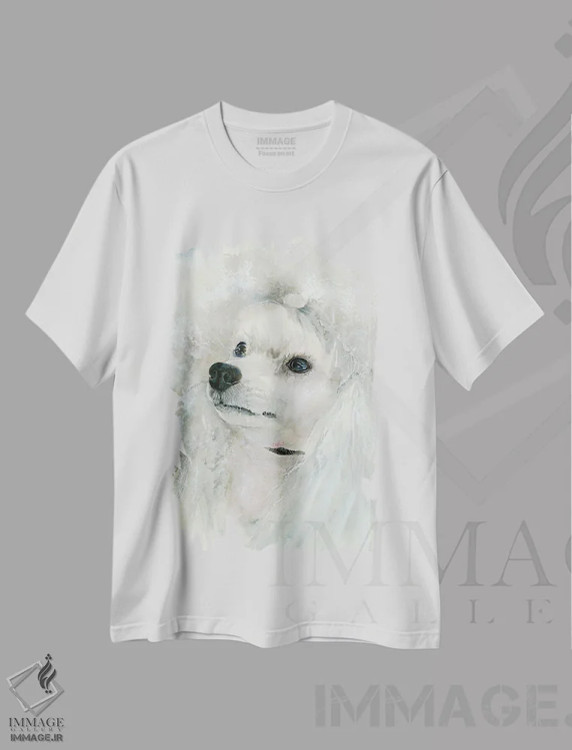 تیشرت سفید طرح دار سگ نازپرورده، هنر فاخر معاصر اثر جودیت استاین | immage.ir