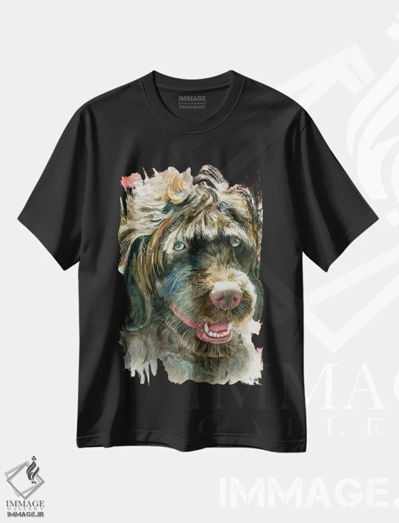 تیشرت مشکی طرح دار پورتی، هنر فاخر معاصر اثر جودیت استاین | فروشگاه ایماژ