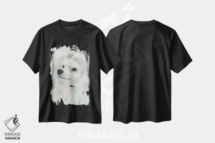 تیشرت مشکی طرح دار سگ نازپرورده، هنر فاخر معاصر اثر جودیت استاین | فروشگاه ایماژ