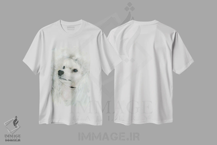 تیشرت سفید طرح دار سگ نازپرورده، هنر فاخر معاصر اثر جودیت استاین | immage.ir