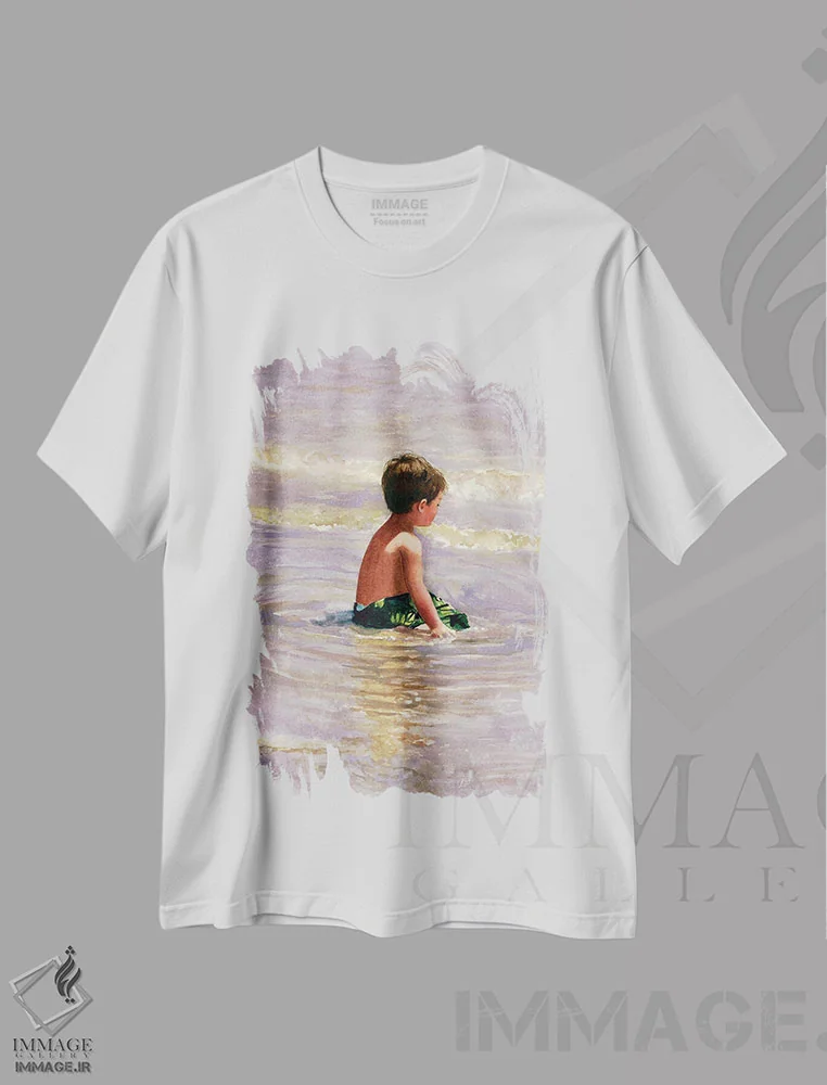 تیشرت سفید طرح دار نگهبانان ساحل، دکور ساحلی اثر جودیت استاین | فروشگاه ایماژ