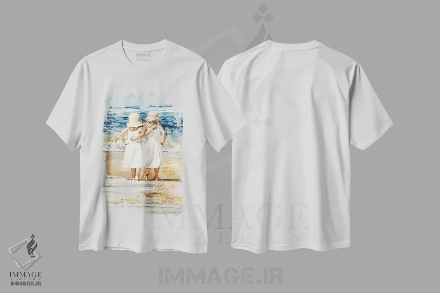 تیشرت سفید طرح دار بپرهای ساحل، دکور ساحلی اثر جودیت استاین | فروشگاه ایماژ