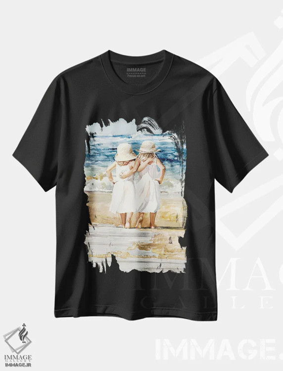 تیشرت مشکی طرح دار بپرهای ساحل، دکور ساحلی اثر جودیت استاین | immage.ir