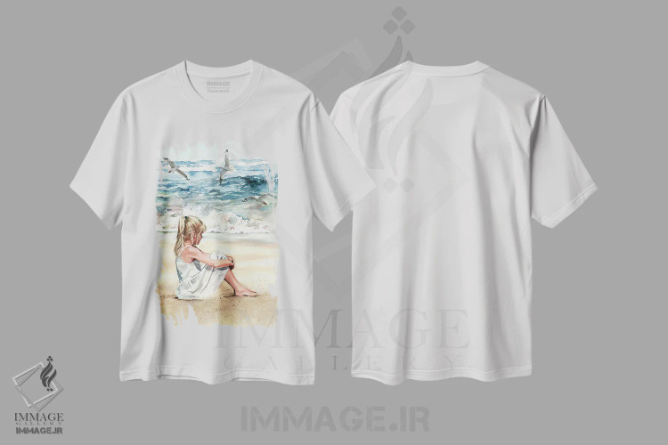 تیشرت سفید طرح دار نسیم ساحل، دکور ساحلی اثر جودیت استاین | immage.ir