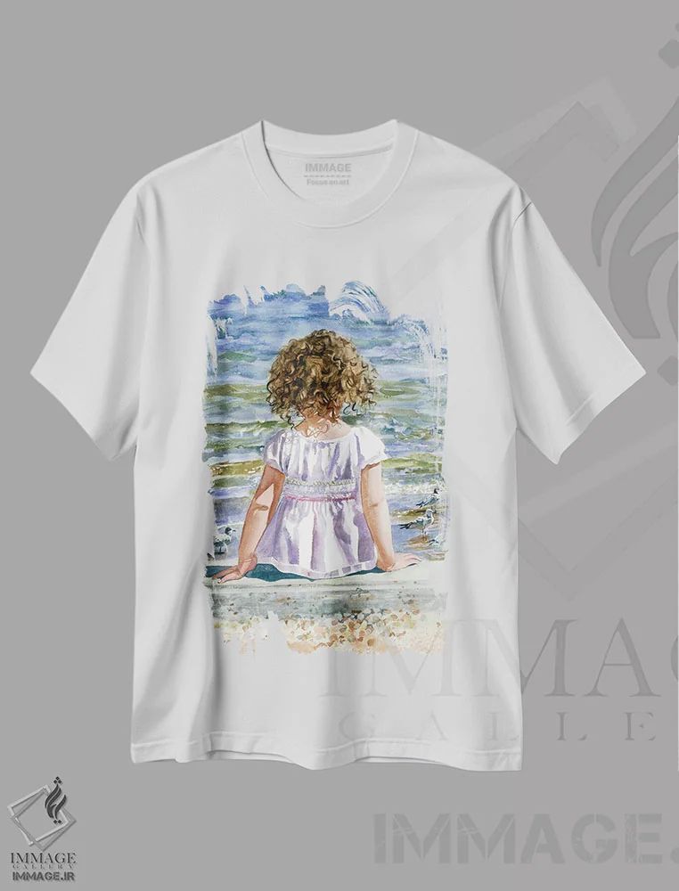 تیشرت سفید طرح دار پرنده بین، دکور ساحلی اثر جودیت استاین | فروشگاه ایماژ