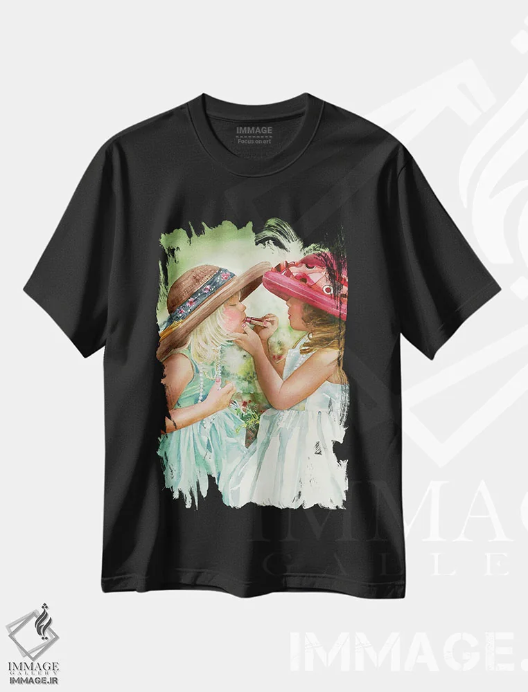 تیشرت مشکی طرح دار دختران شیک، تزئینی اثر جودیت استاین | فروشگاه ایماژ