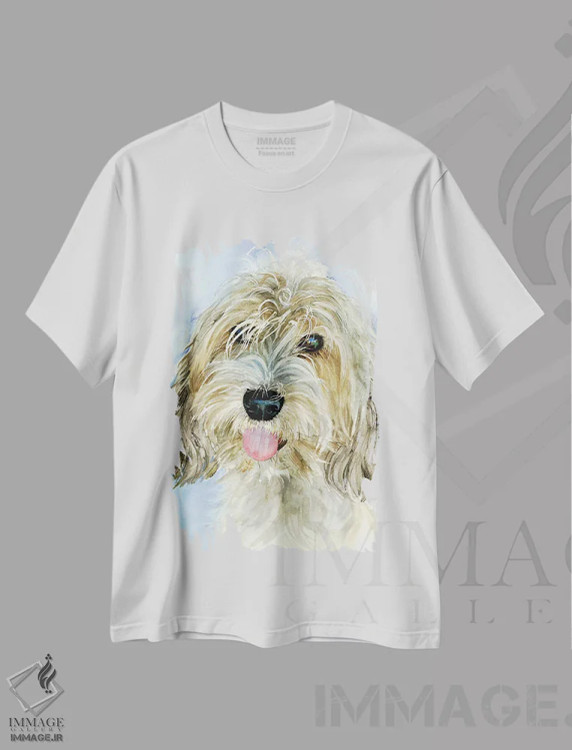تیشرت سفید طرح دار سگ پتی بسه گریفون ونده، دکور معاصر اثر جودیت استاین | فروشگاه ایماژ