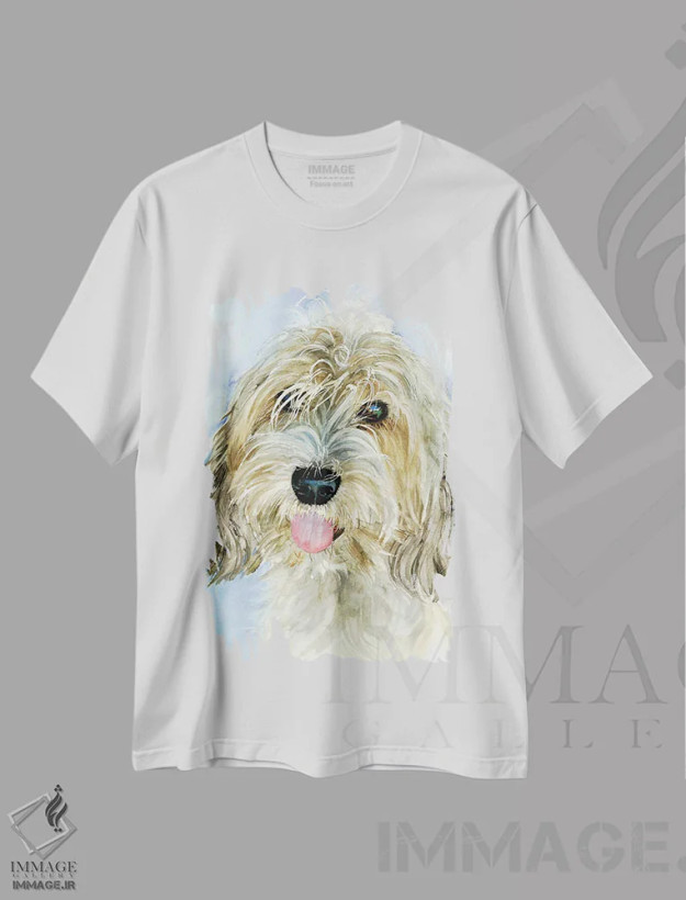تیشرت سفید طرح دار سگ پتی بسه گریفون ونده، دکور معاصر اثر جودیت استاین | فروشگاه ایماژ