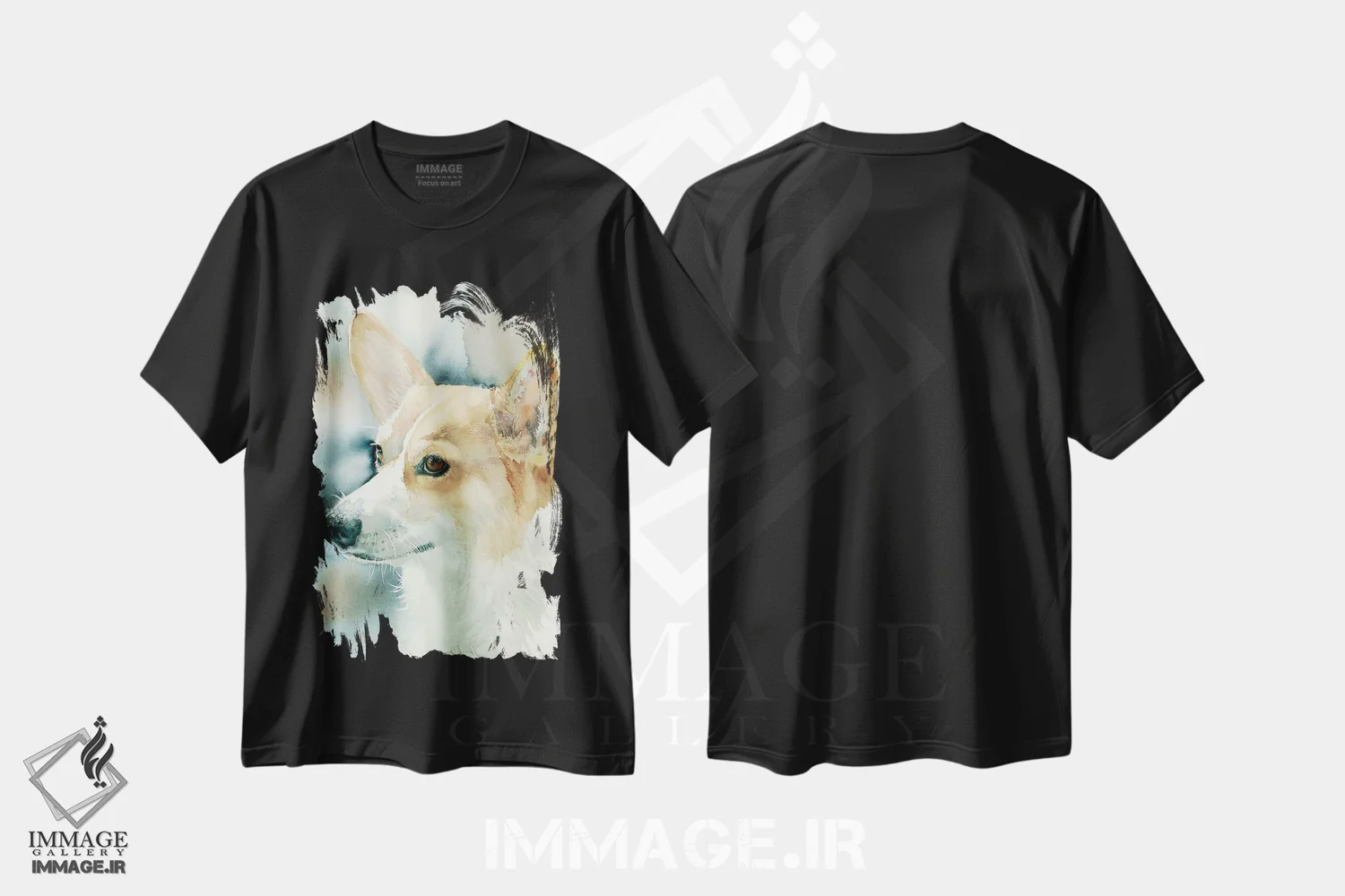 تیشرت مشکی طرح دار ولش کورگی پِمبروک، دکور معاصر اثر جودیت استاین | فروشگاه ایماژ