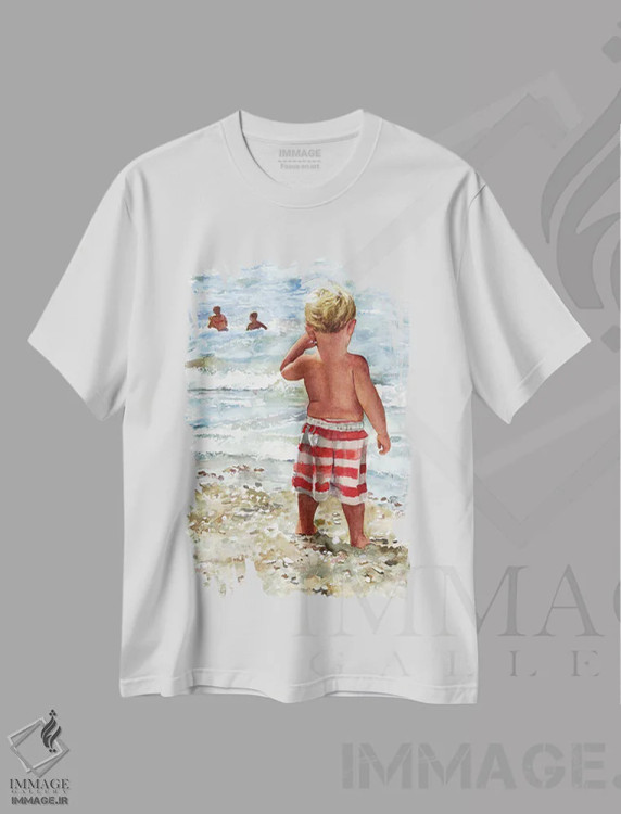 تیشرت سفید طرح دار تماشاگر آرزومند، دکور ساحلی اثر جودیت استاین | immage.ir