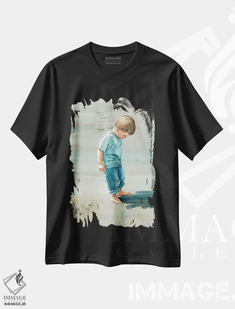 تیشرت مشکی طرح دار من و سایه ام، دکور ساحلی اثر جودیت استاین | immage.ir