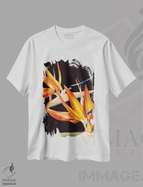 تیشرت سفید طرح دار پرنده بهشت، دکور معاصر اثر جودیت استاین | فروشگاه ایماژ