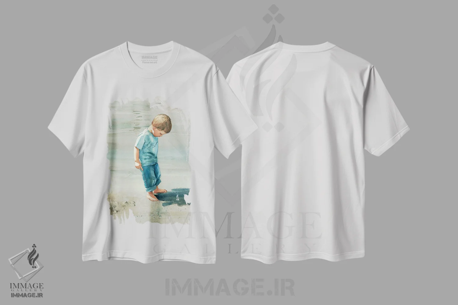 تیشرت سفید طرح دار من و سایه ام، دکور ساحلی اثر جودیت استاین | فروشگاه ایماژ