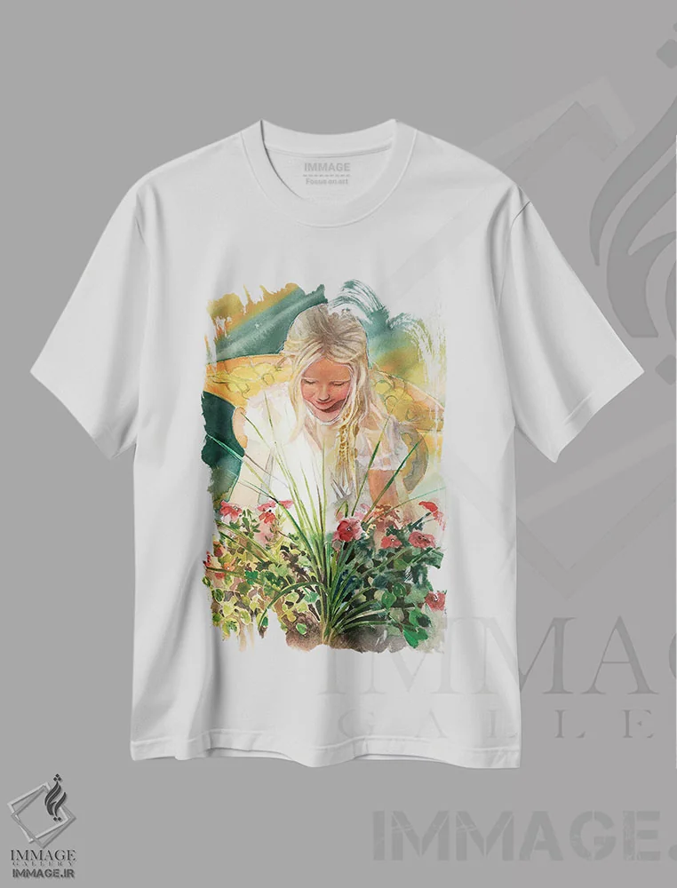 تیشرت سفید طرح دار سپیده دم نمایشگاه، دکور معاصر اثر جودیت استاین | immage.ir