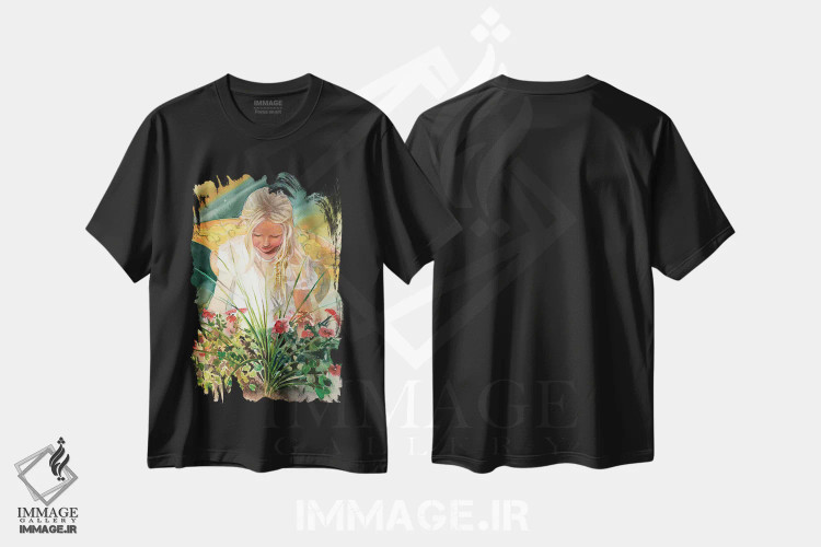 تیشرت مشکی طرح دار سپیده دم نمایشگاه، دکور معاصر اثر جودیت استاین | فروشگاه ایماژ