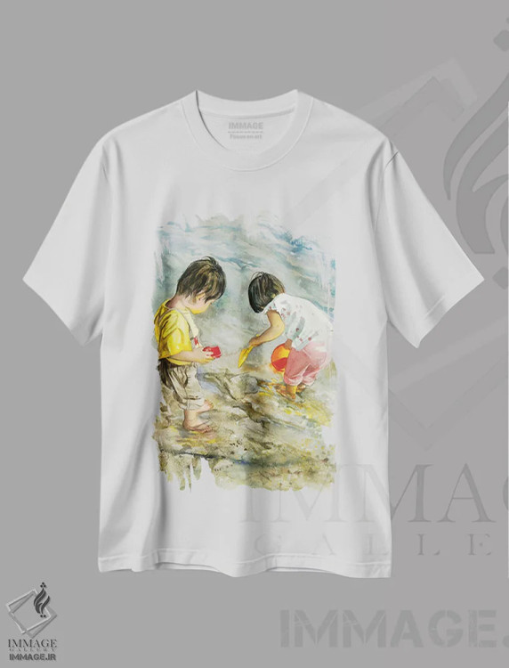 تیشرت سفید طرح دار جست وجوی خط ساحلی، دکور معاصر اثر جودیت استاین | فروشگاه ایماژ