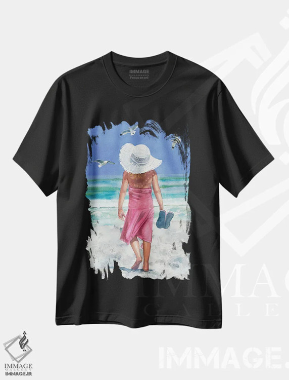 تیشرت مشکی طرح دار موسیقی اقیانوس، دکور معاصر اثر جودیت استاین | فروشگاه ایماژ
