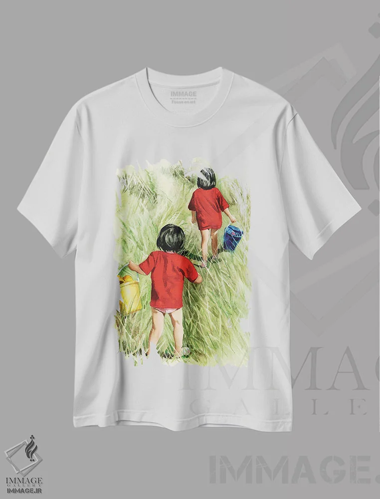 تیشرت سفید طرح دار دو نفر در راه، دکور معاصر اثر جودیت استاین | immage.ir