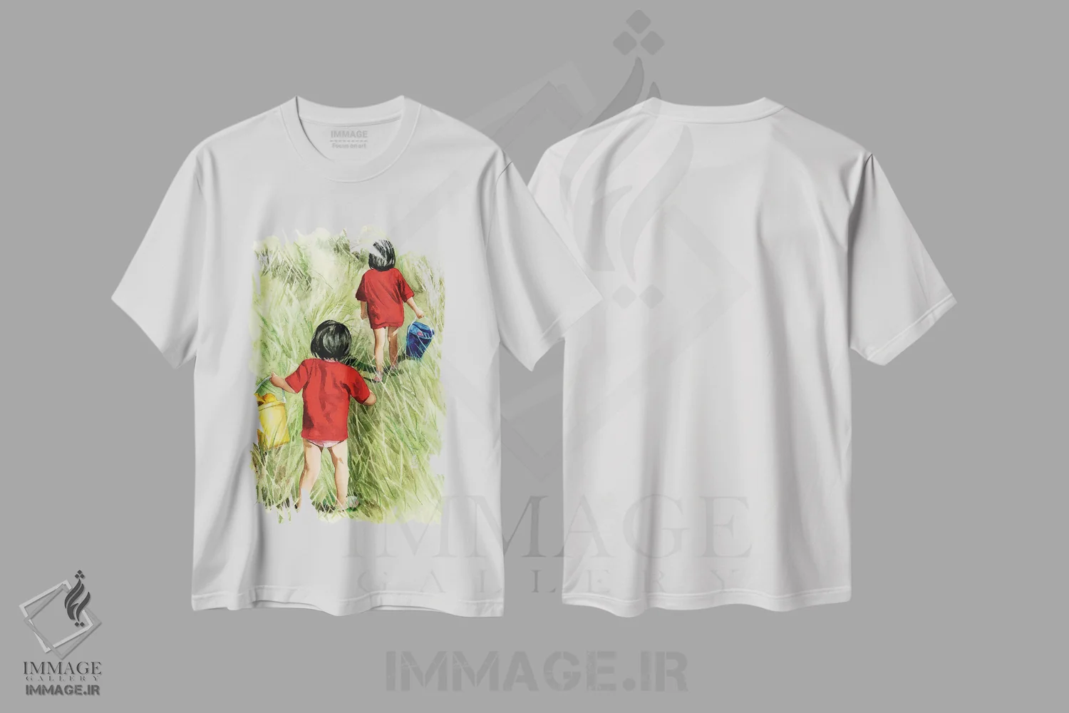 تیشرت سفید طرح دار دو نفر در راه، دکور معاصر اثر جودیت استاین | immage.ir