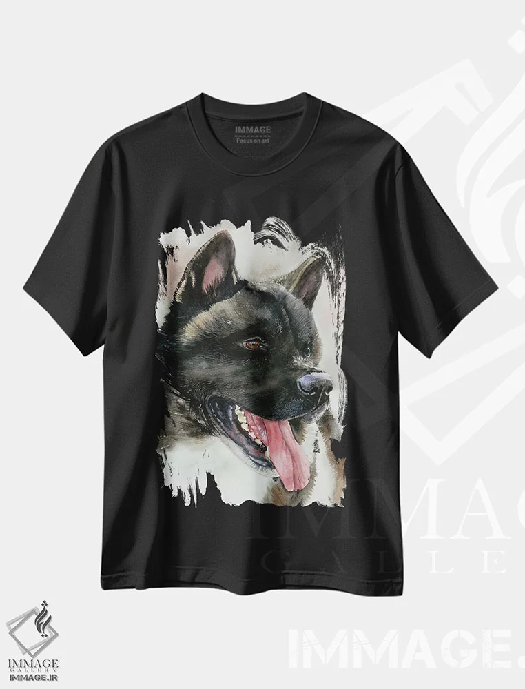 تیشرت مشکی طرح دار آکیتا اینو، دکور معاصر اثر جودیت استاین | فروشگاه ایماژ