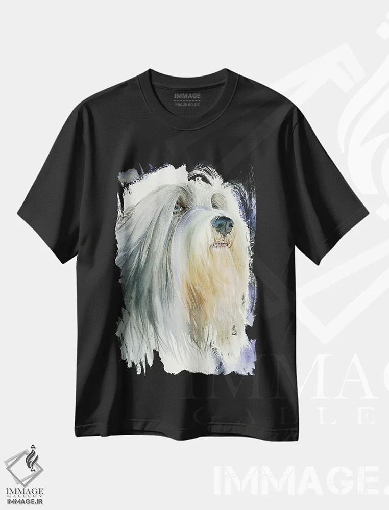 تیشرت مشکی طرح دار سگ مقدس تبت اثر جودیت استاین | immage.ir