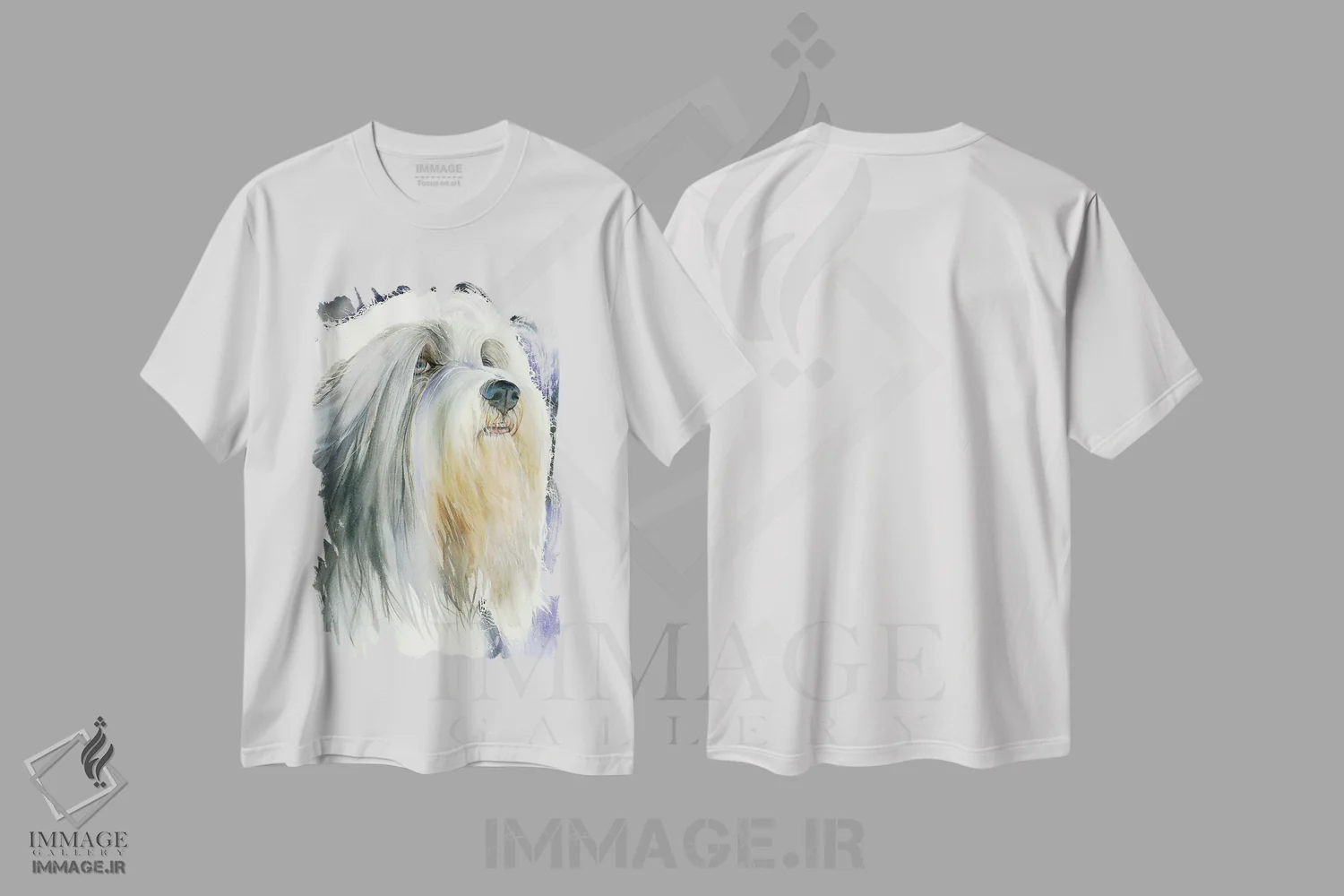 تیشرت سفید طرح دار سگ مقدس تبت اثر جودیت استاین | فروشگاه ایماژ