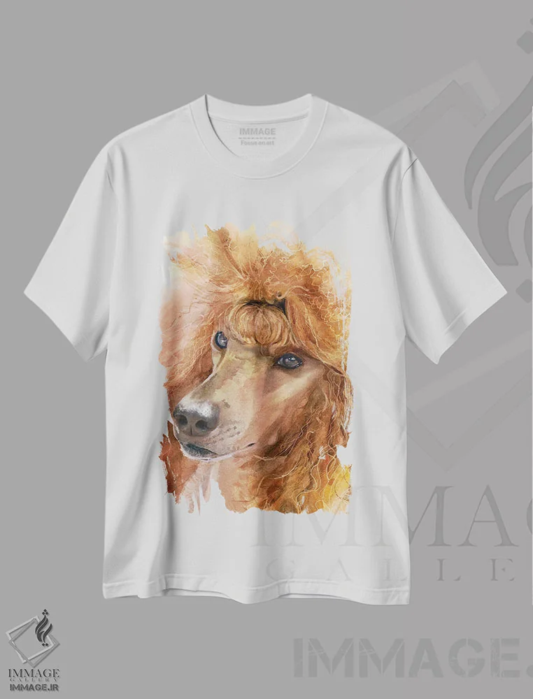 تیشرت سفید طرح دار پودل قرمز، دکور معاصر اثر جودیت استاین | فروشگاه ایماژ